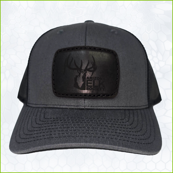 AES Charcoal Black Blackout Leather Patch Hat