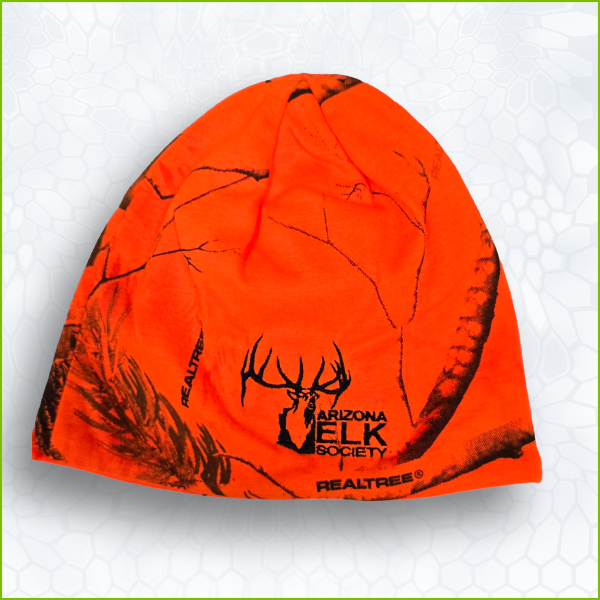 AES Logo Skull Cap Orange Blaze Camo with Black AES stitch logo