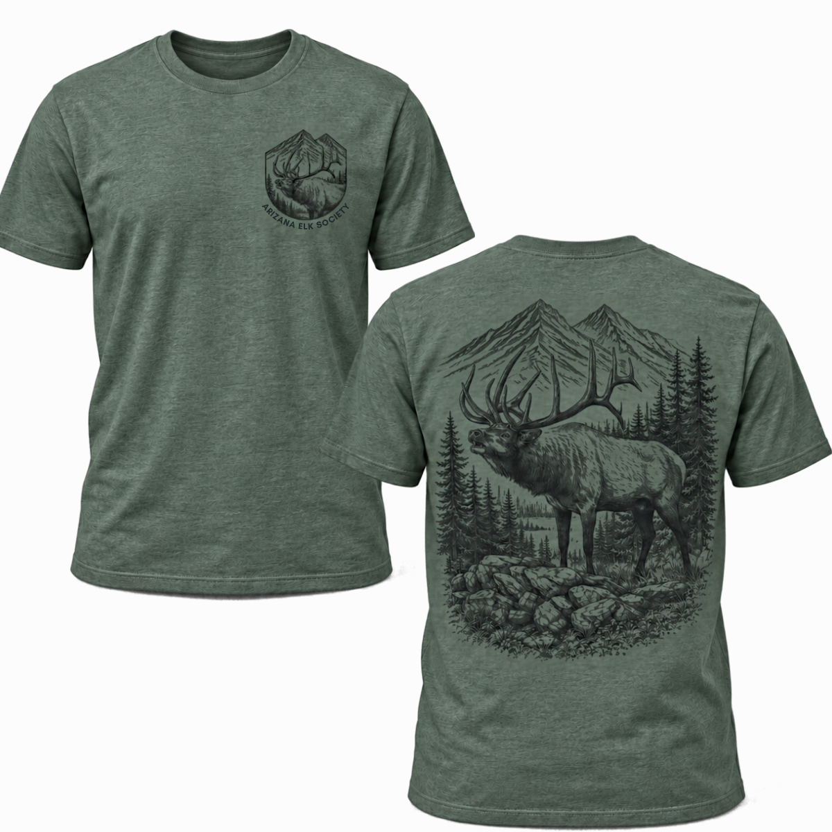 AES Sketched Elk Heather Green